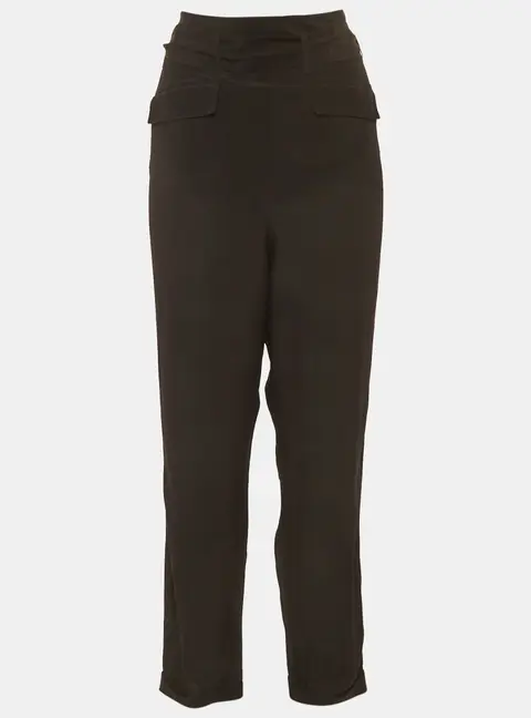 Roberto Cavalli Black Silk Belted Pants L