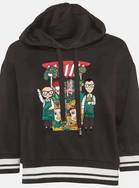 Dolce & Gabbana Black Cotton DG Family Patch Hoodie M