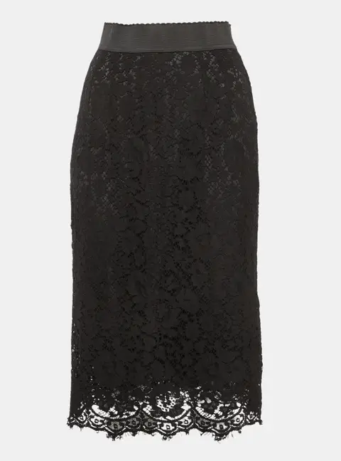 Dolce & Gabbana Black Lace Midi Skirt S