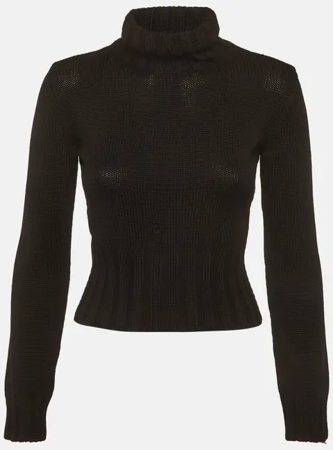 Dolce & Gabbana Black Rib Knit Turtle Neck Sweater S
