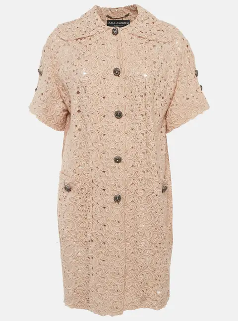Dolce & Gabbana Pink Lace Sheer Coat XS