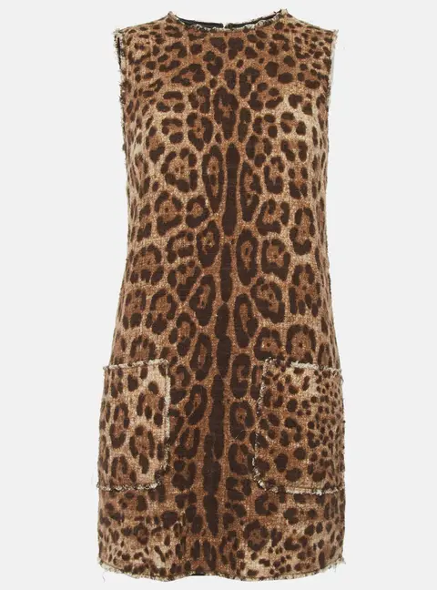 Dolce & Gabbana Brown Leopard Print Cotton Mini Dress S