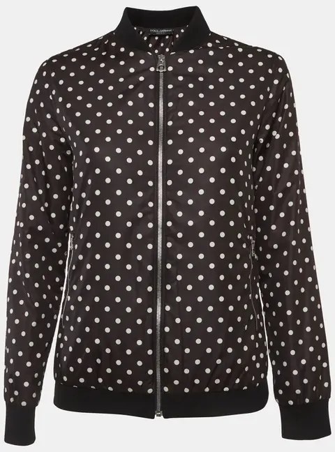 Dolce & Gabbana Polka Dots Print Synthetic Bomber Jacket XS
