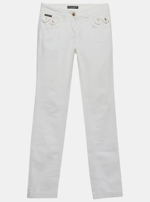 Dolce & Gabbana White Denim Straight Fit Jeans S/ Waist 27"