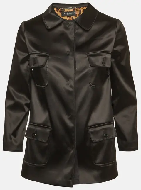 Dolce & Gabbana Black Satin Pocket Detail Jacket S