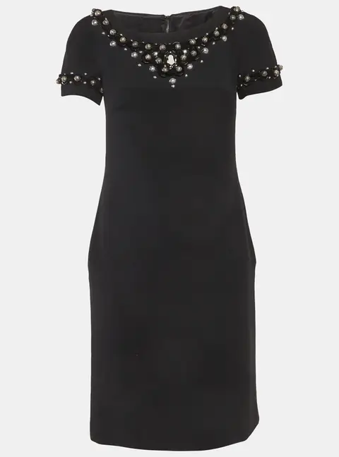 Dolce & Gabbana Black Embellished Wool Mini Dress M