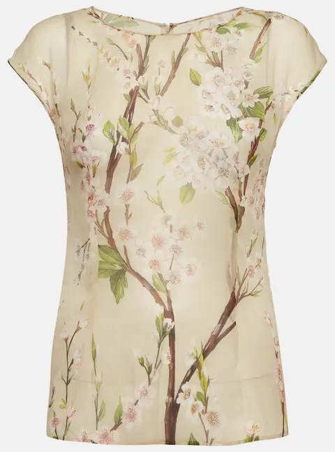 Dolce & Gabbana Beige Floral Print Chiffon Sheer Top S