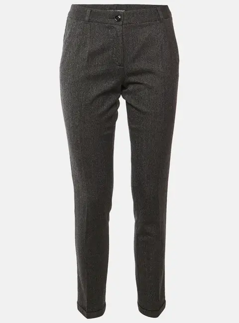 Dolce & Gabbana Charcoal Grey Wool Slim Fit Trousers S