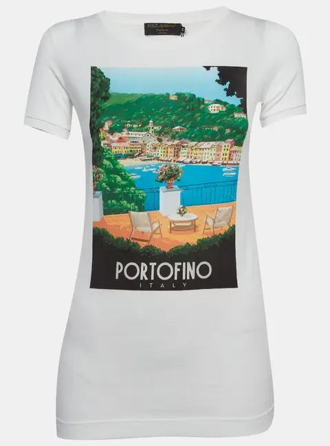 Dolce & Gabbana Exclusive White Portofino Print Jersey T-Shirt XS