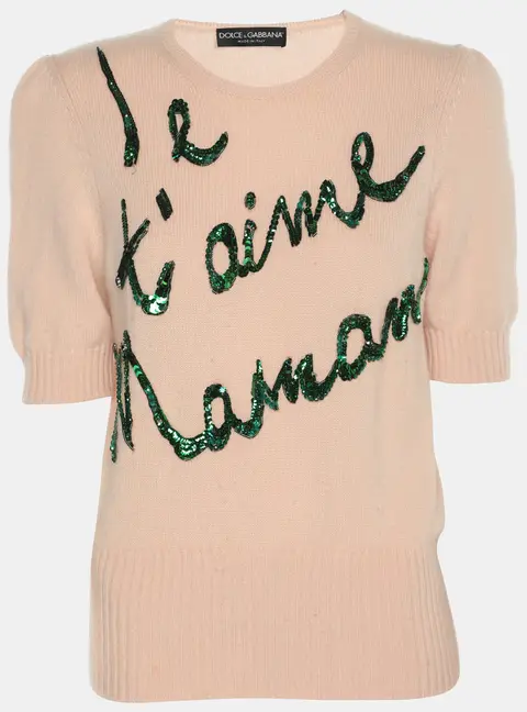 Dolce & Gabbana Beige Knit Cashmere Top S
