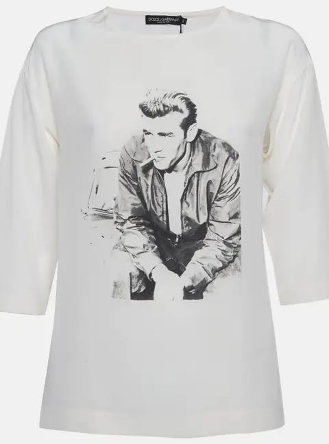 Dolce & Gabbana x James Dean Off White Printed Silk Top S
