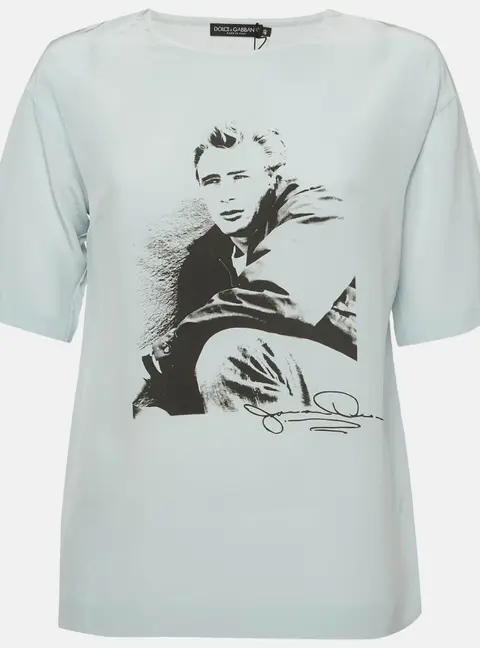 Dolce & Gabbana x James Dean White Printed Silk Top S
