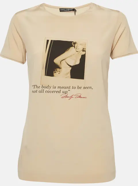 Dolce & Gabbana x Marilyn Monroe Beige Printed Silk Top M