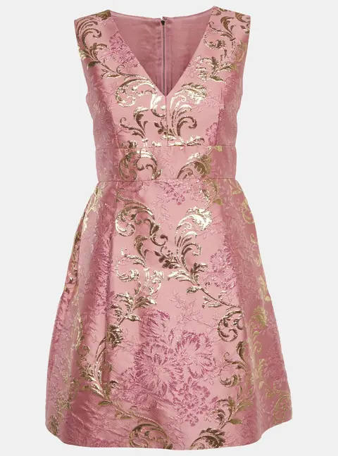 Dolce & Gabbana Pink Brocade Sleeveless Mini Dress S