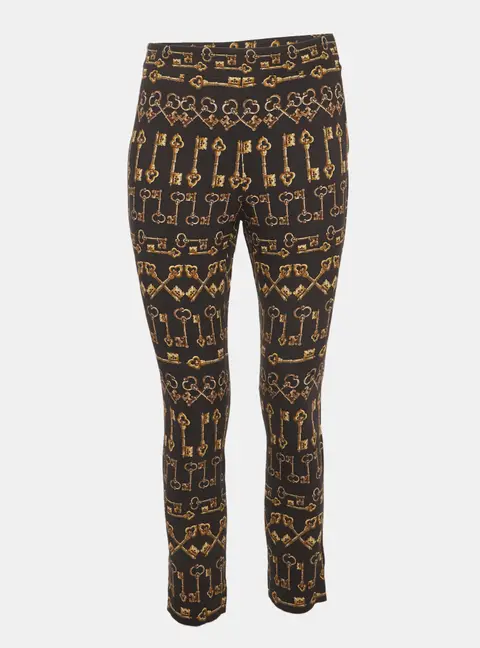 Dolce & Gabbana Black Key Print Crepe Slim Fit Pants S