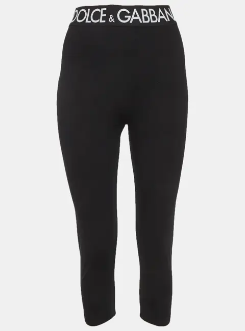 Dolce & Gabbana Black Logo Waistband Jersey Leggings XXL
