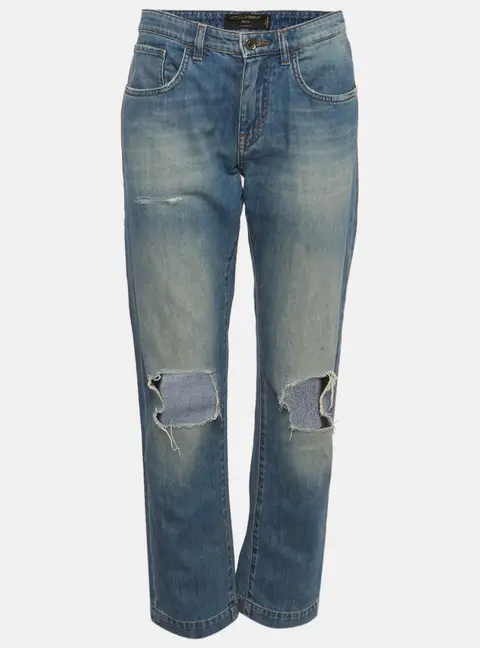 Dolce & Gabbana Blue Ripped Denim Boyfriend Jeans S/Waist 29"