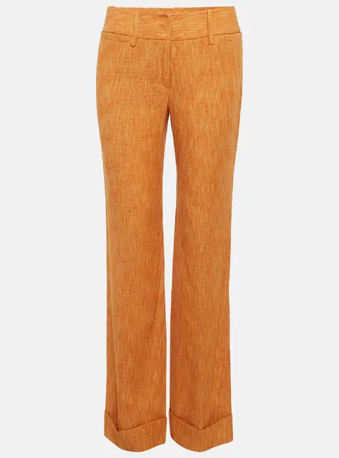 Dolce & Gabbana Orange Tweed Straight Fit Trousers S