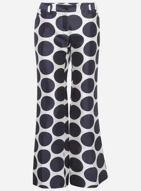 Dolce & Gabbana Cream Polka-Dot Silk Trousers M