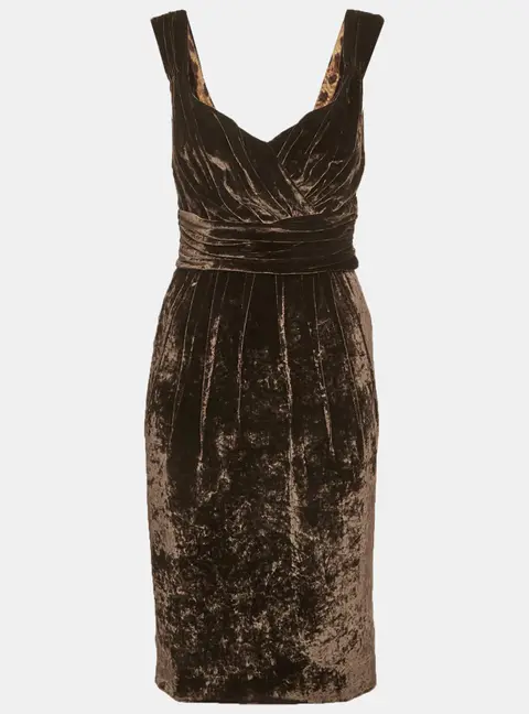 Dolce & Gabbana Brown Velvet Draped Mini Dress S