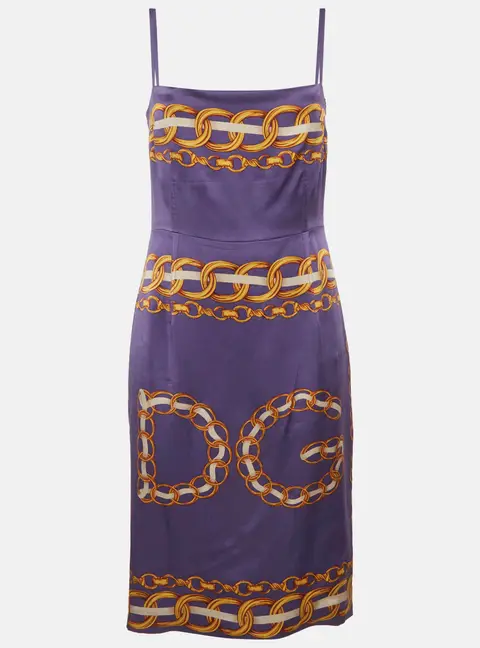 Dolce & Gabbana Multicolor D&G Graphic Satin Sleeveless Short Dress S