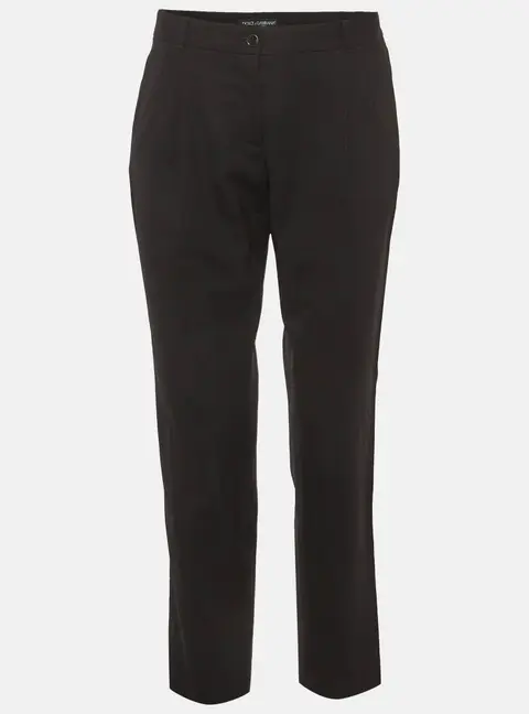Dolce & Gabbana Black Wool Blend Straight Fit Trousers S