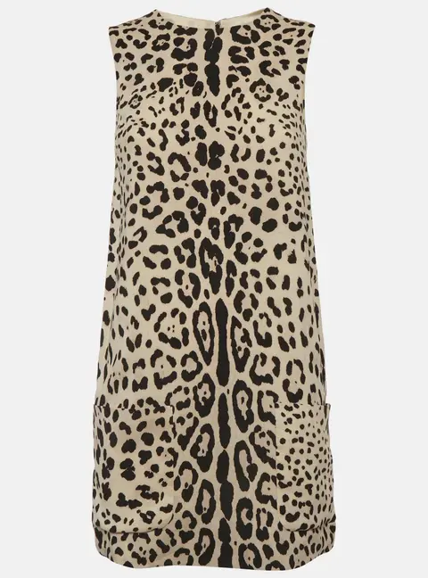 Dolce & Gabbana Beige Leopard Print Sleeveless Sheath Mini Dress S