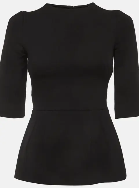 Dolce & Gabbana Black Stretch Wool Peplum Top XS