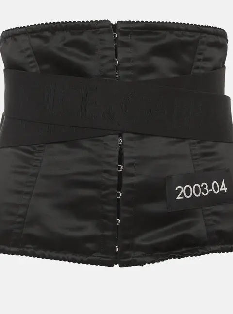 Dolce & Gabbana Black Satin and Stretch Lace Belt Corset M