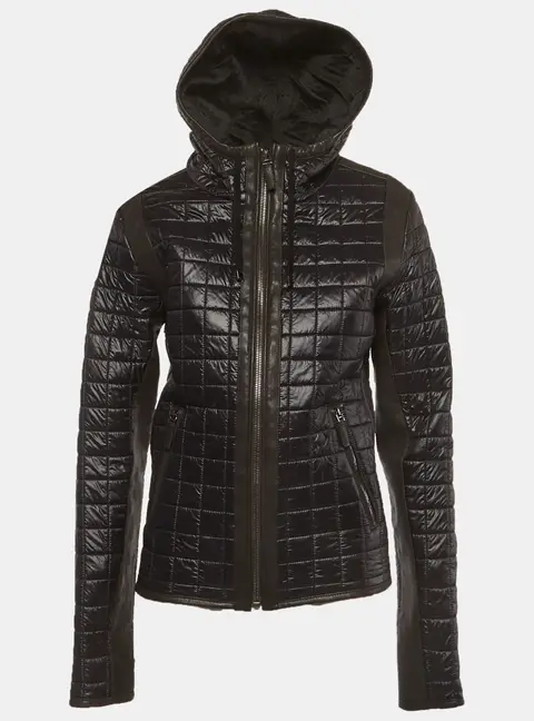 Dolce & Gabbana Black Nylon and Leather Trim Puffer Jacket M