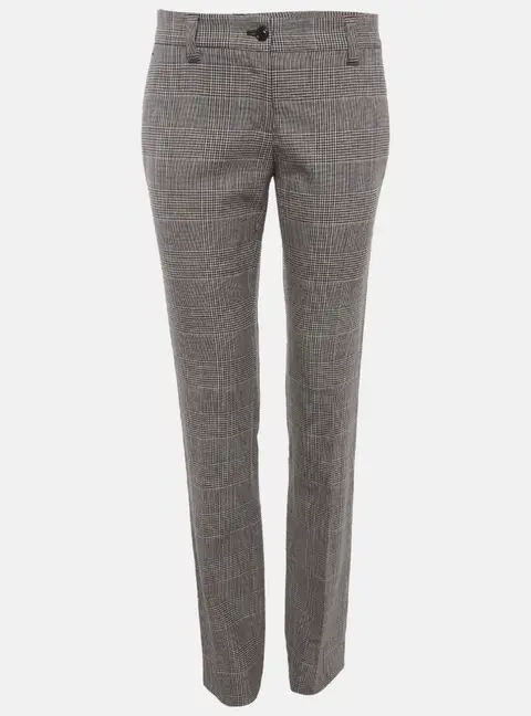 Dolce & Gabbana Houndstooth Wool Blend Straight Fit Trouser S