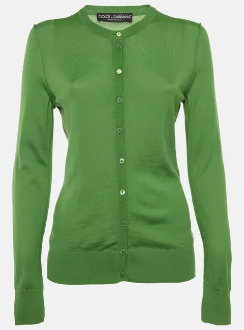 Dolce & Gabbana Green Cashmere Knit Cardigan M