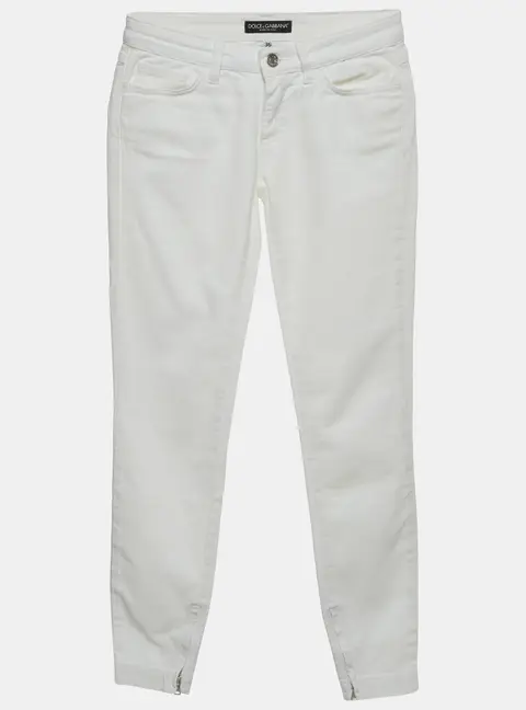 Dolce & Gabbana White Denim Side Zipper Skinny Jeans XS/Waist 26"