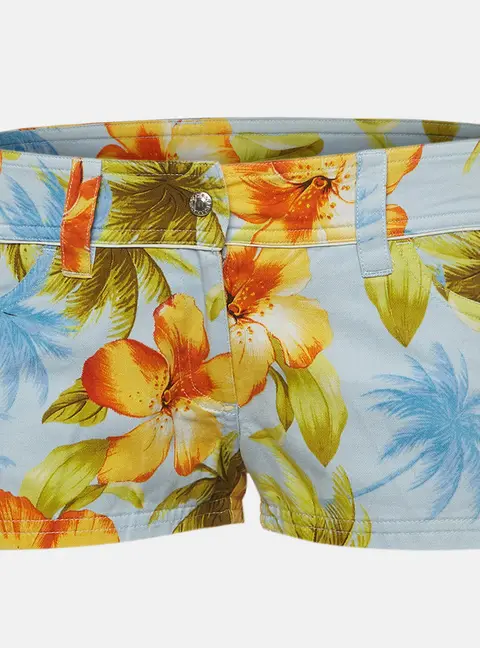 Dolce & Gabbana Beachwear Blue Floral Print Denim Shorts M/Waist 29"