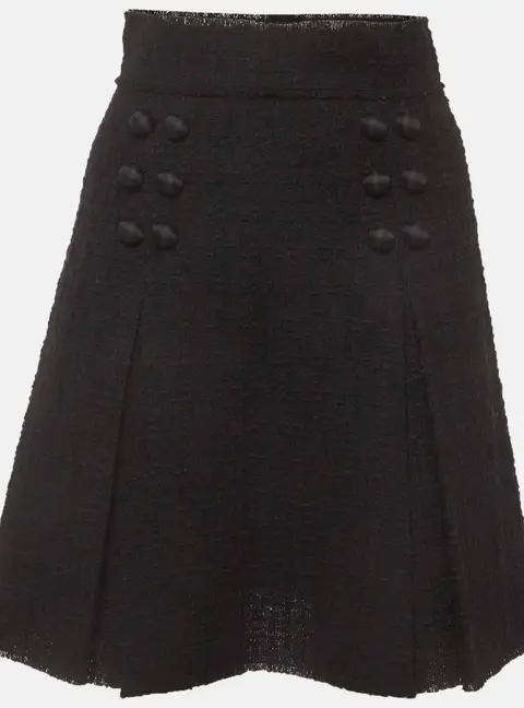 Dolce & Gabbana Black Tweed Pleated Mini Skirt S
