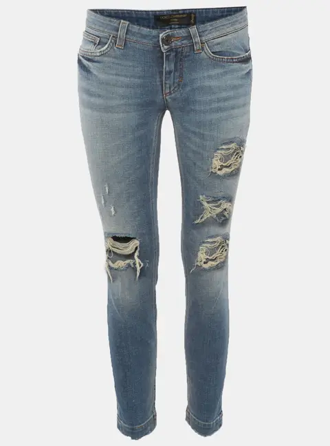 Dolce & Gabbana Blue Denim Distressed Ripped Jeans S/Waist 28"