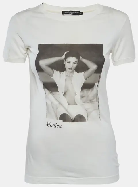 Dolce & Gabbana White Graphic Print Jersey Crewneck T-Shirt XS