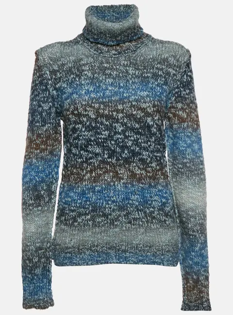 Dolce & Gabbana Blue Wool Knit Turtle Neck Sweater L