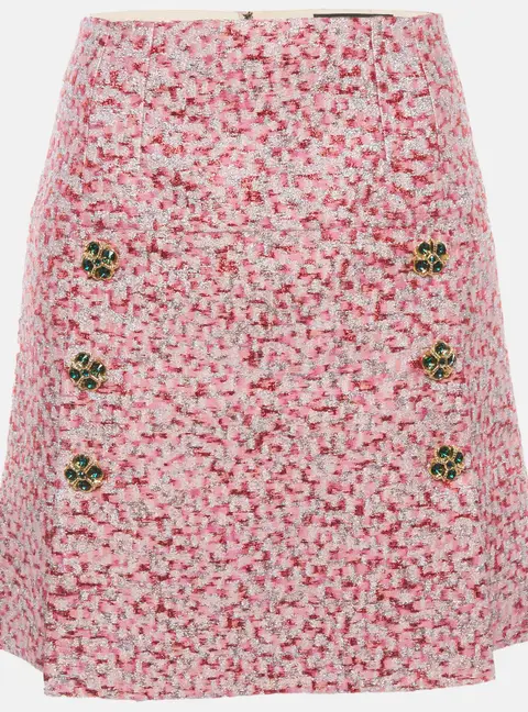Dolce & Gabbana Pink Metallic Jacquard Zip Up Mini Skirt S