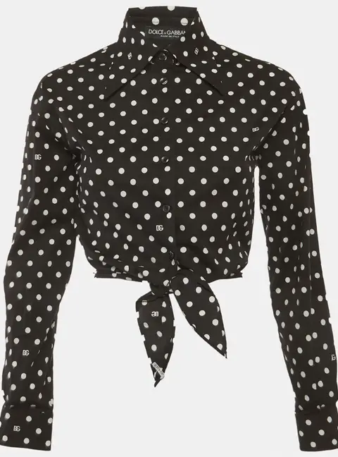 Dolce & Gabbana Black/white Polka Dot Cotton Button-Up Shirt M