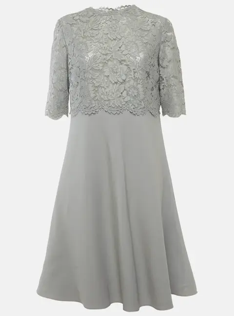 Dolce & Gabbana Grey Lace and Wool Dress L