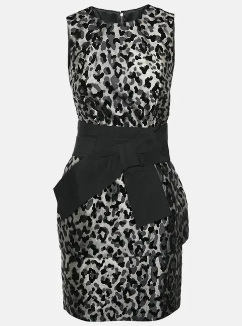 Dolce & Gabbana Monochrome Leopard Print Silk Blend Mini Sheath Dress S