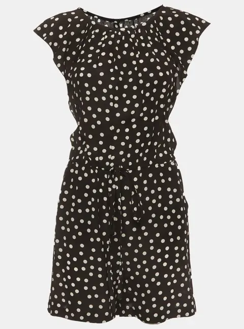 Dolce & Gabbana Black/White Polka Dot Print Silk Crepe Playsuit XS