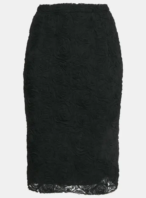 Dolce & Gabbana Black Floral Textured Tulle Pencil Skirt S