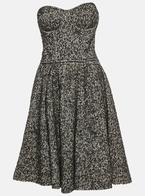 Dolce & Gabbana Black Wool Blend Pleated Mini Skirt and Corset Set S