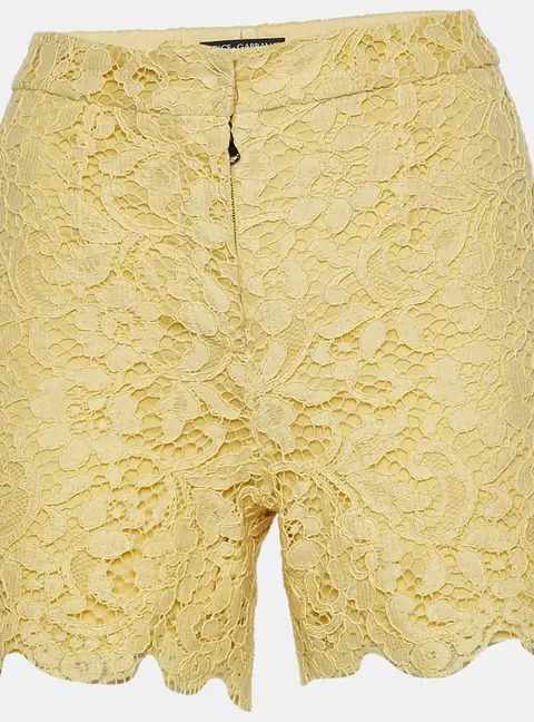 Dolce & Gabbana Yellow Lace Shorts XS