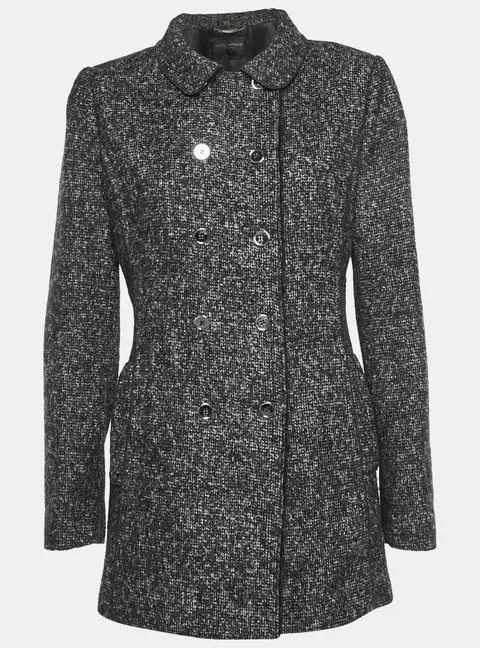 Dolce & Gabbana Black Tweed Double Breasted Coat M