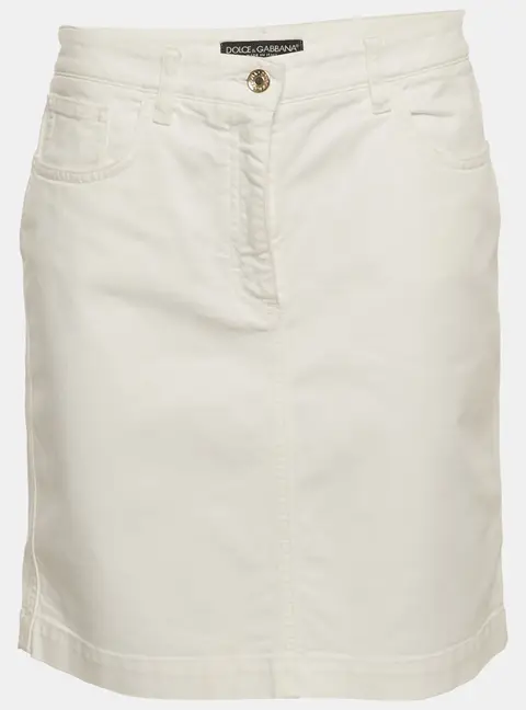 Dolce & Gabbana White Denim Mini Skirt M/Waist 30"