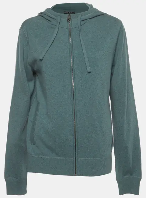 Dolce & Gabbana Sage Green Cashmere Knit Hoodie L