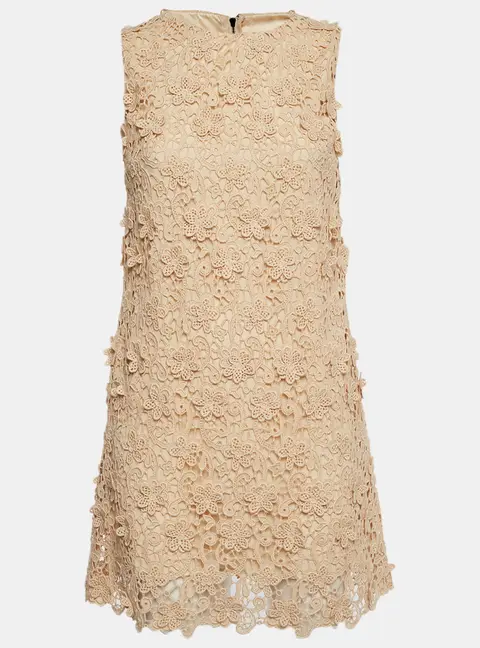 Dolce & Gabbana Beige Lace Zip Up Mini Cocktail Dress S